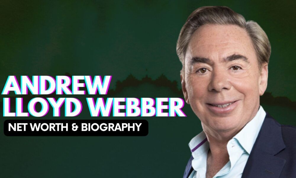 a man in a suit and tie with the words, andrew lloyd webbr net worth - Andrew Lloyd Webber Net Worth – Yes, He’s Still Loaded (Updated 2025)