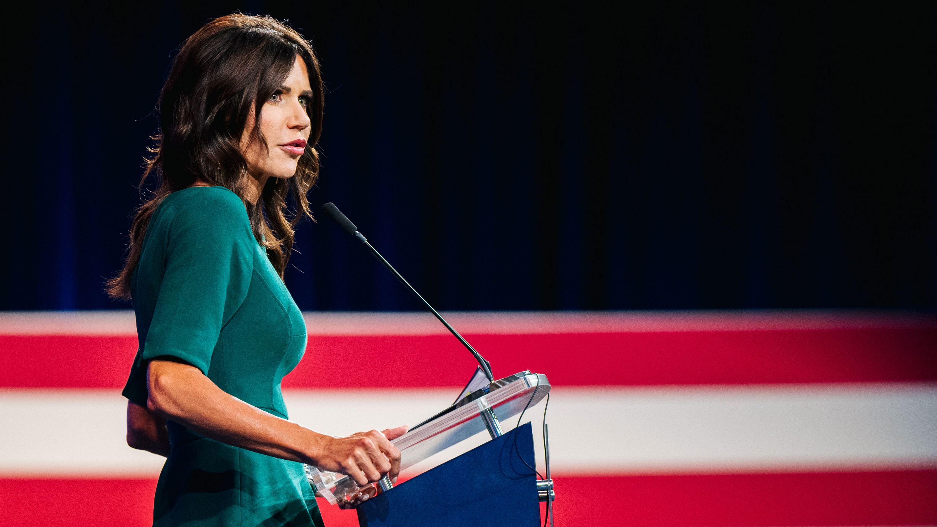 Meeting involving South Dakota Gov. Kristi Noem, her daughter, and - Kristi Noem Measurements: South Dakota Governor’s Fitness & Form