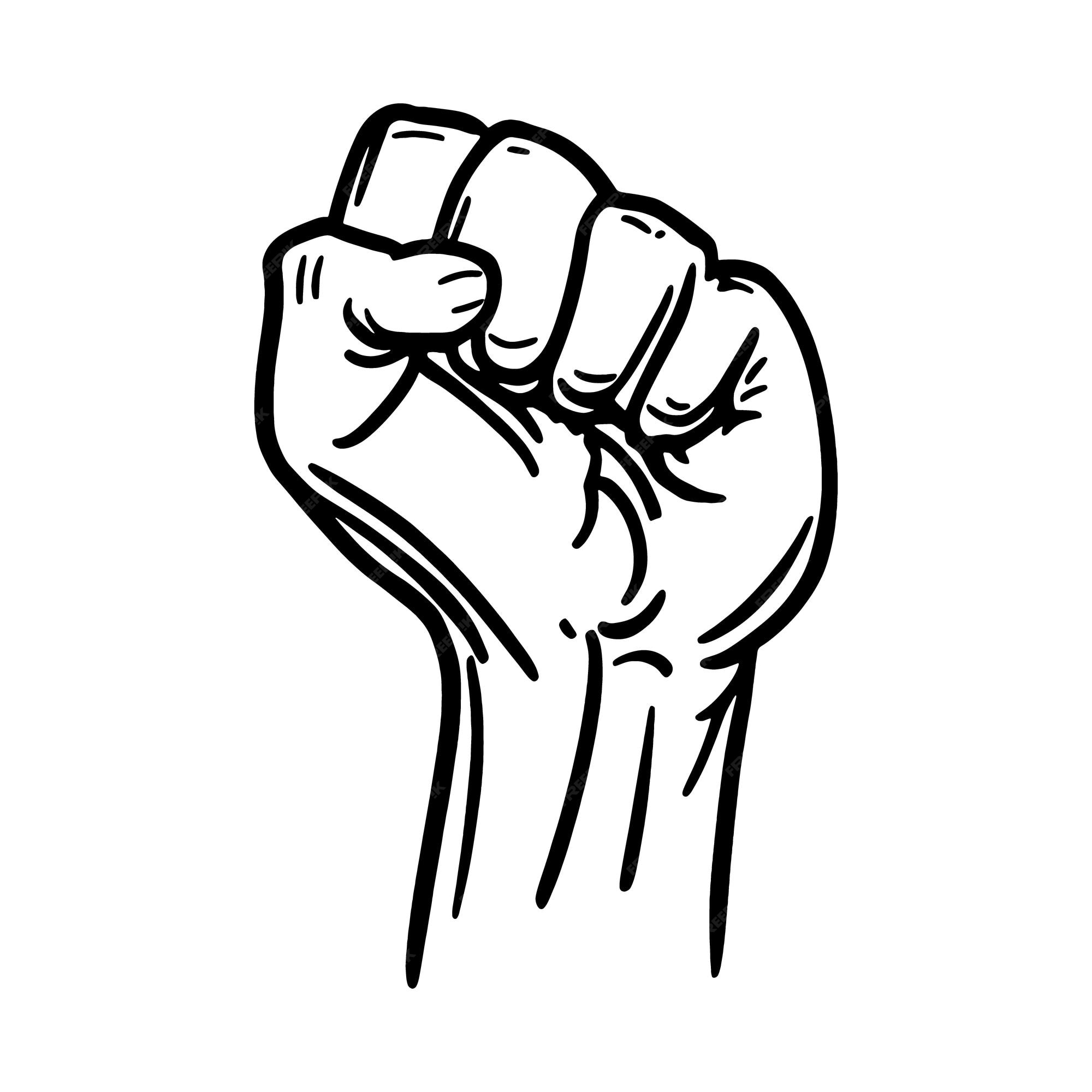 Premium Vector | Clenched fist raised up Hand drawn sketch vector - fist of the north star tv show