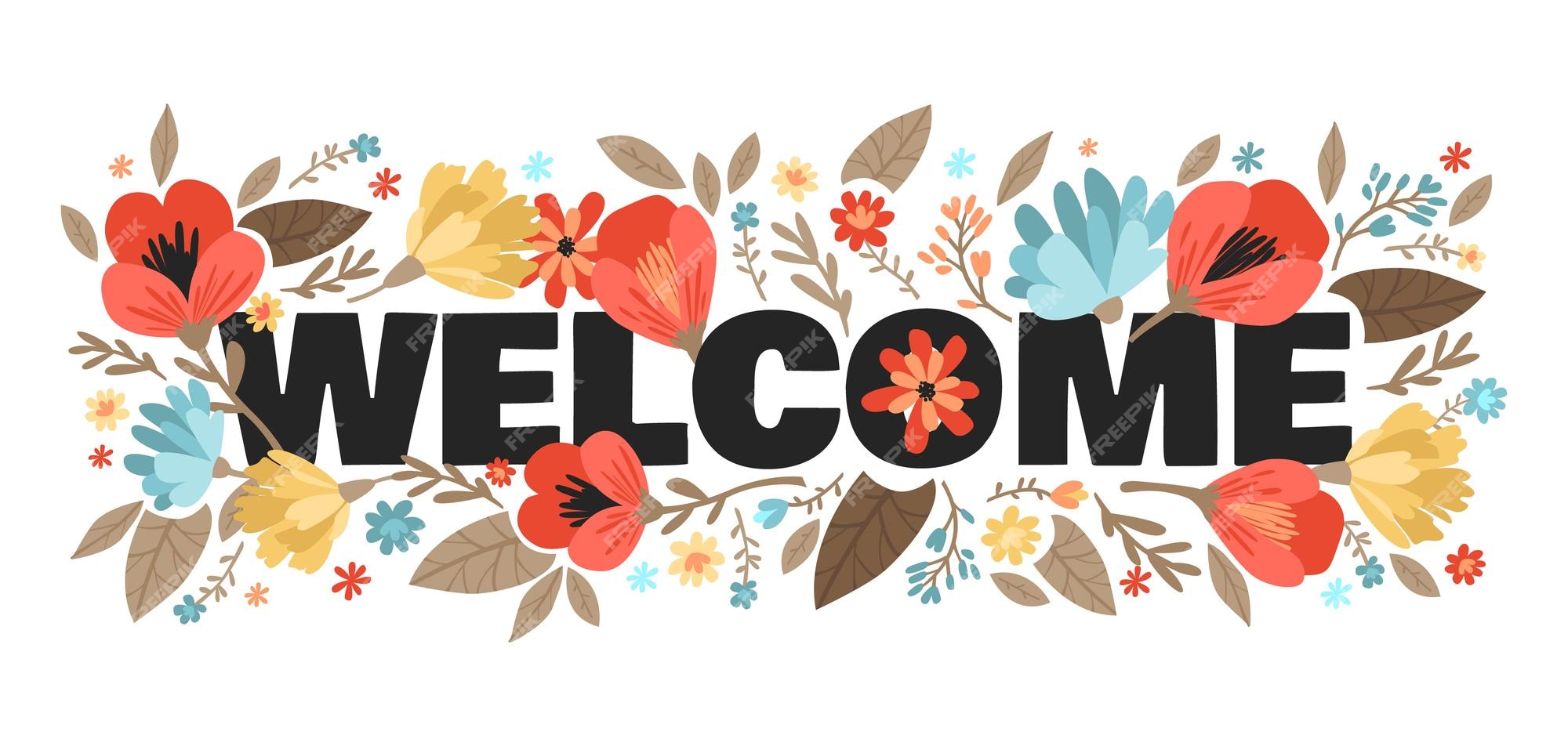 Premium Vector | Welcome banner with flowers Vector flat vector - welcome to the space show anime